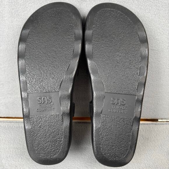 SAS Huggy Cross Strap Sandal Black Leather Comfort Women's Size 9.5N US - Picture 7 of 8